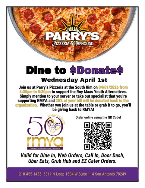 Dine & Donate at Parry's Pizza & Taphouse